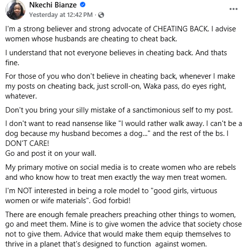 I Will Cheat Back If My Husband Cheats On Me