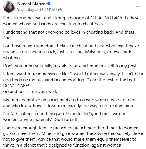 I Will Cheat Back If My Husband Cheats On Me