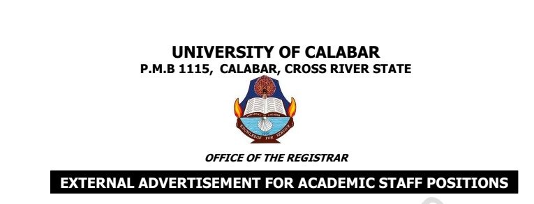 UNICAL External Advertisement for Academic Staff Positions